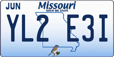 MO license plate YL2E3I