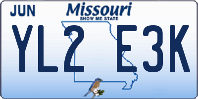 MO license plate YL2E3K