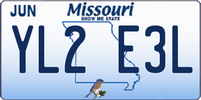 MO license plate YL2E3L