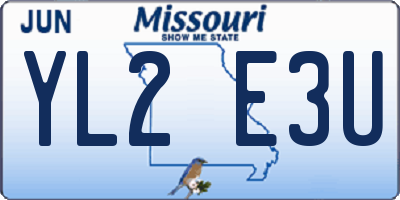 MO license plate YL2E3U