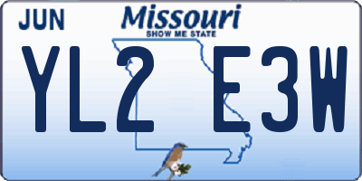 MO license plate YL2E3W
