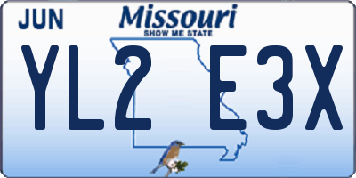 MO license plate YL2E3X
