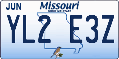 MO license plate YL2E3Z