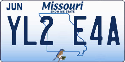 MO license plate YL2E4A