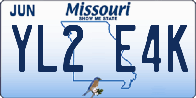 MO license plate YL2E4K
