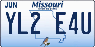 MO license plate YL2E4U