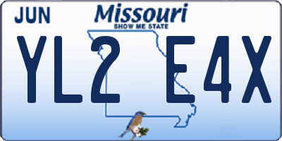 MO license plate YL2E4X