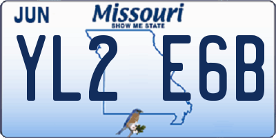 MO license plate YL2E6B