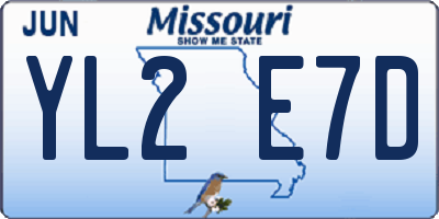 MO license plate YL2E7D