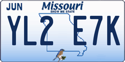 MO license plate YL2E7K