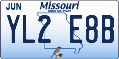 MO license plate YL2E8B