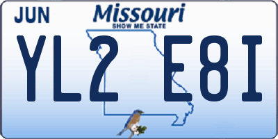 MO license plate YL2E8I