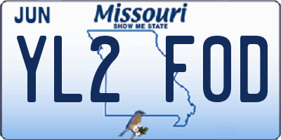 MO license plate YL2F0D