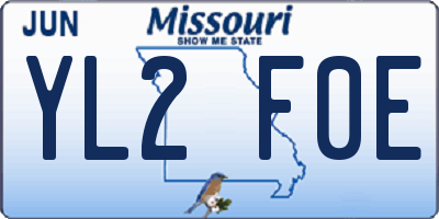 MO license plate YL2F0E