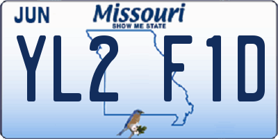 MO license plate YL2F1D