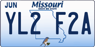 MO license plate YL2F2A