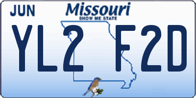 MO license plate YL2F2D