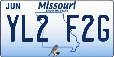 MO license plate YL2F2G