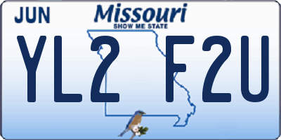 MO license plate YL2F2U