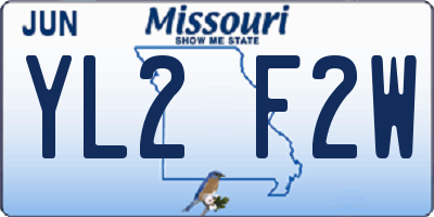 MO license plate YL2F2W