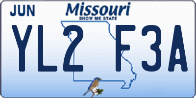 MO license plate YL2F3A