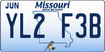 MO license plate YL2F3B