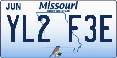 MO license plate YL2F3E