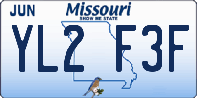 MO license plate YL2F3F
