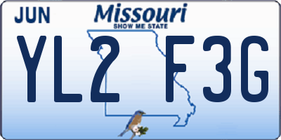 MO license plate YL2F3G