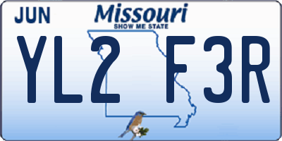 MO license plate YL2F3R
