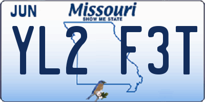 MO license plate YL2F3T