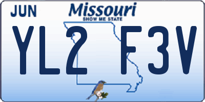 MO license plate YL2F3V
