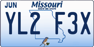 MO license plate YL2F3X