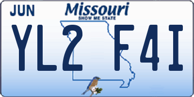 MO license plate YL2F4I