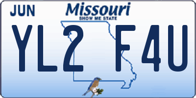 MO license plate YL2F4U