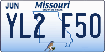 MO license plate YL2F5O