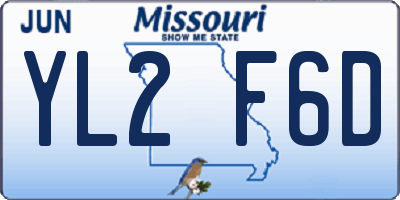 MO license plate YL2F6D