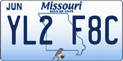 MO license plate YL2F8C