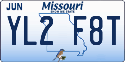 MO license plate YL2F8T