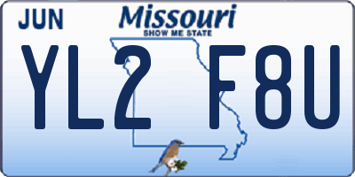MO license plate YL2F8U