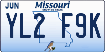MO license plate YL2F9K