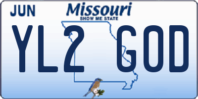 MO license plate YL2G0D