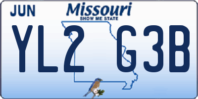 MO license plate YL2G3B