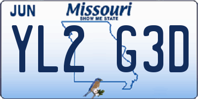 MO license plate YL2G3D