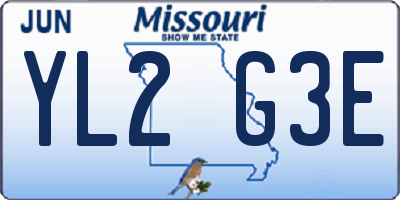 MO license plate YL2G3E
