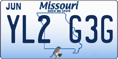 MO license plate YL2G3G