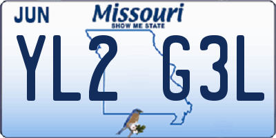 MO license plate YL2G3L