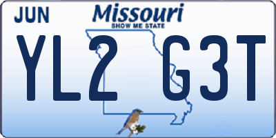 MO license plate YL2G3T