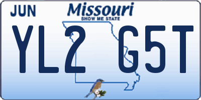 MO license plate YL2G5T