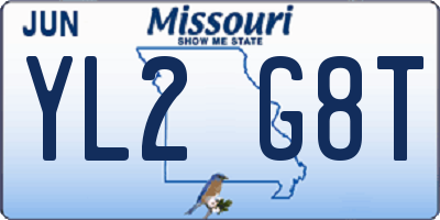 MO license plate YL2G8T